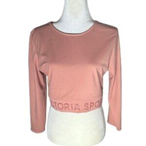 Victoria Sport Pink/Blush Long Sleeve Athletic Crop Top Size Large